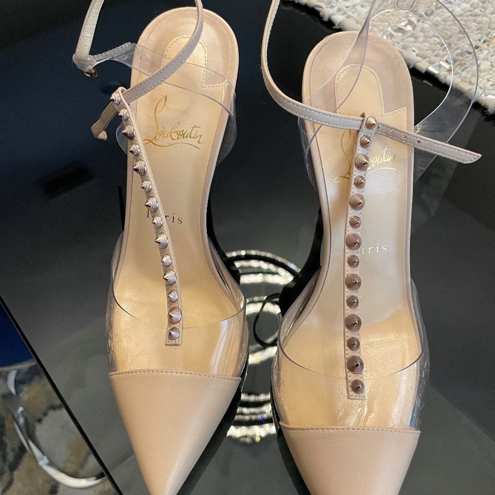 Christian Louboutin Nosy Spikes 100 Nappa Shiny SZ 39